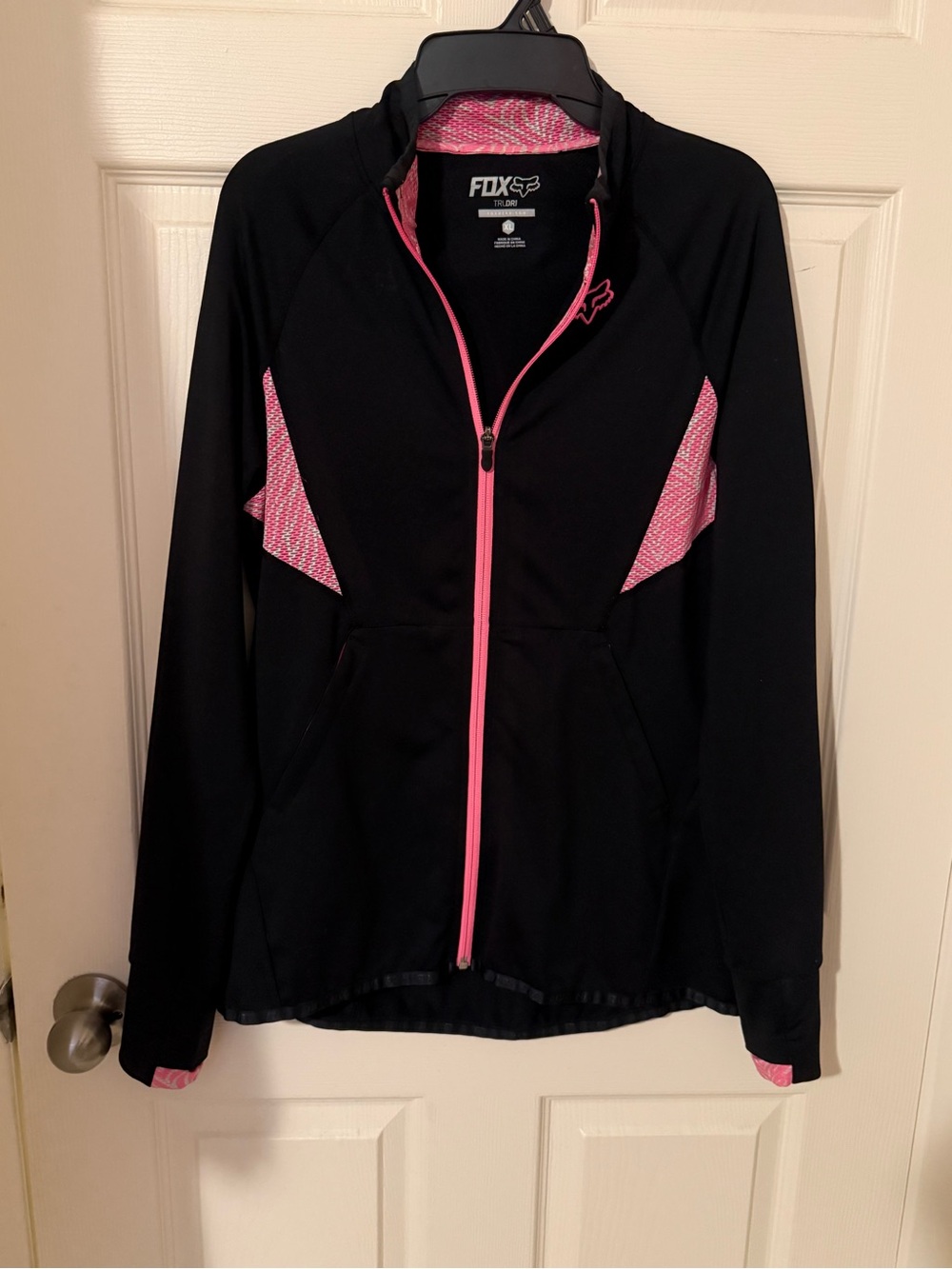 Fox Women's Black & Pink Full-Zip Bomber Jacket